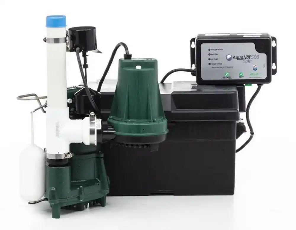 SK0514637-US20260702-105043-0 Zoeller 508-0006 Aquanot Spin 508 1/3 HP 115V Pre-Assembled Cast Iron Submersible Sump Pump (M53) with 12V Battery Backup - Image 1