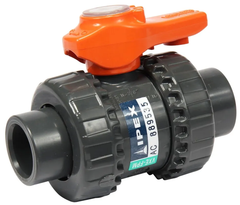 IPEX 353002 1/2 VXE True Union Ball Valve PVC FPM Socket/Thread Easyfit Xirtec-140