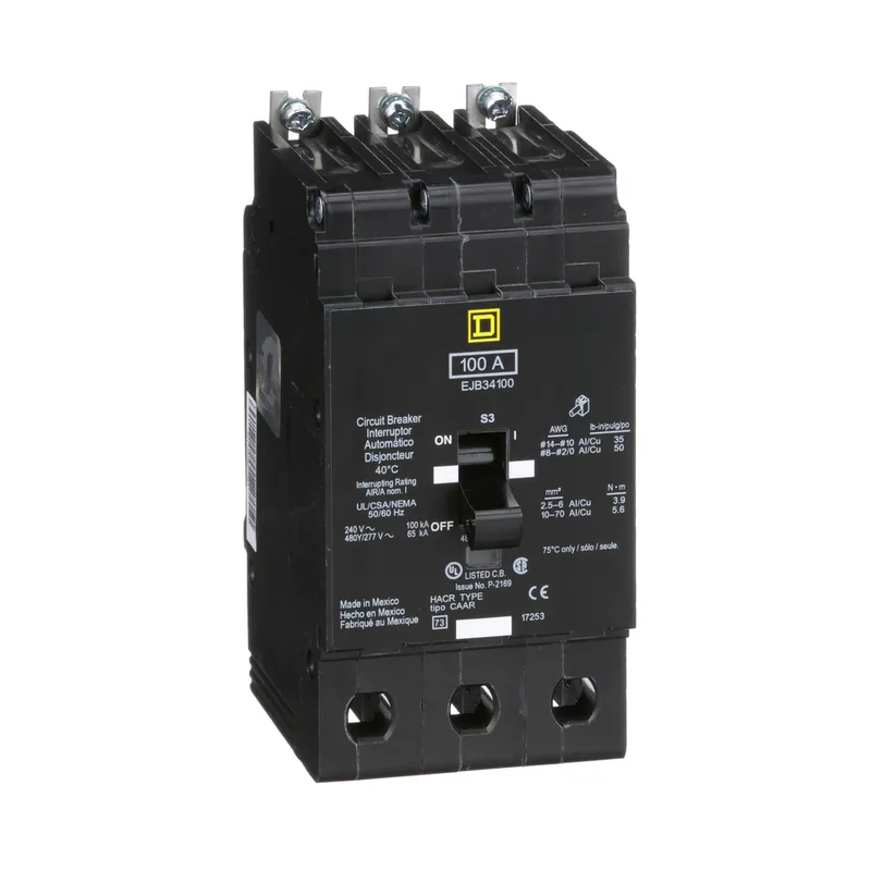 Square D EJB34100 Miniature Circuit Breaker 480Y/277 Volt 100 Amp