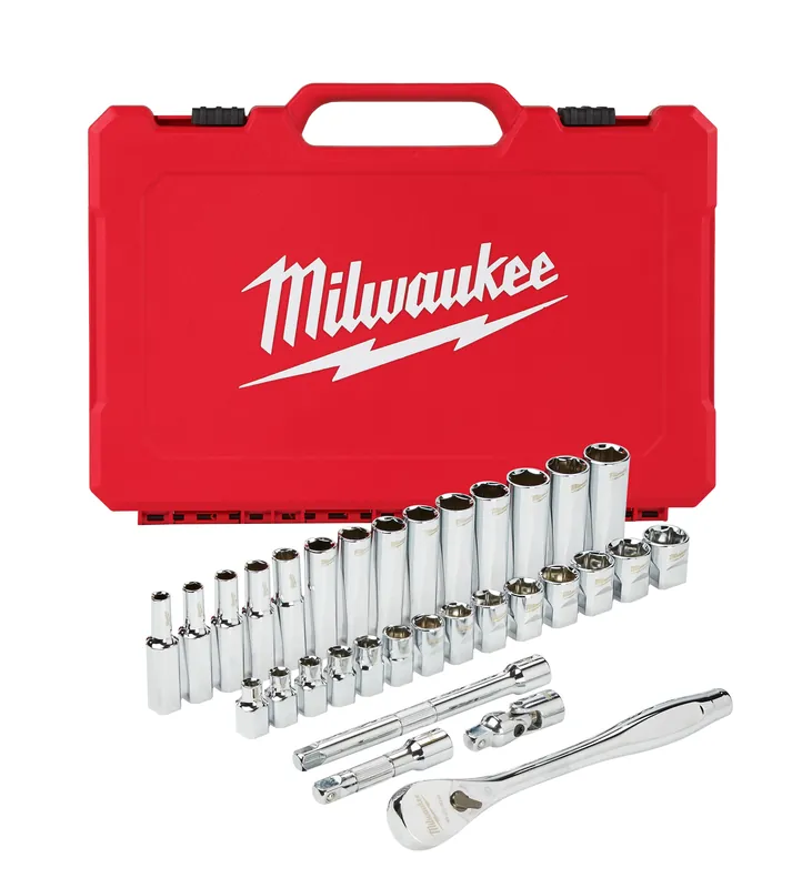 Milwaukee 48-22-9508 Ratchet and Socket Set 3/8 Drive 32 pc Metric