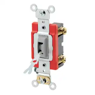 SK0517274-US20260702-105043-0 Leviton 1221-2GL 20amp Single Pole Extra Heavy-Duty Industrial Spec Grade Toggle Switch, Locking - Grey - Image 1
