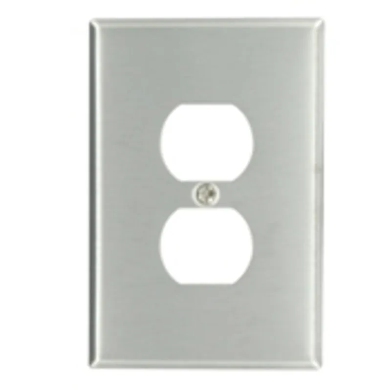 Leviton 84103 1-Gang Duplex Device Receptacle Wallplate, Oversized, 430 Stainless Steel