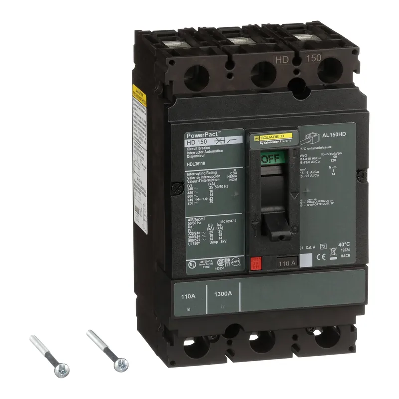 Square D HDL36110 Square D 600 Volt 110 Amp Molded Case Circuit Breaker