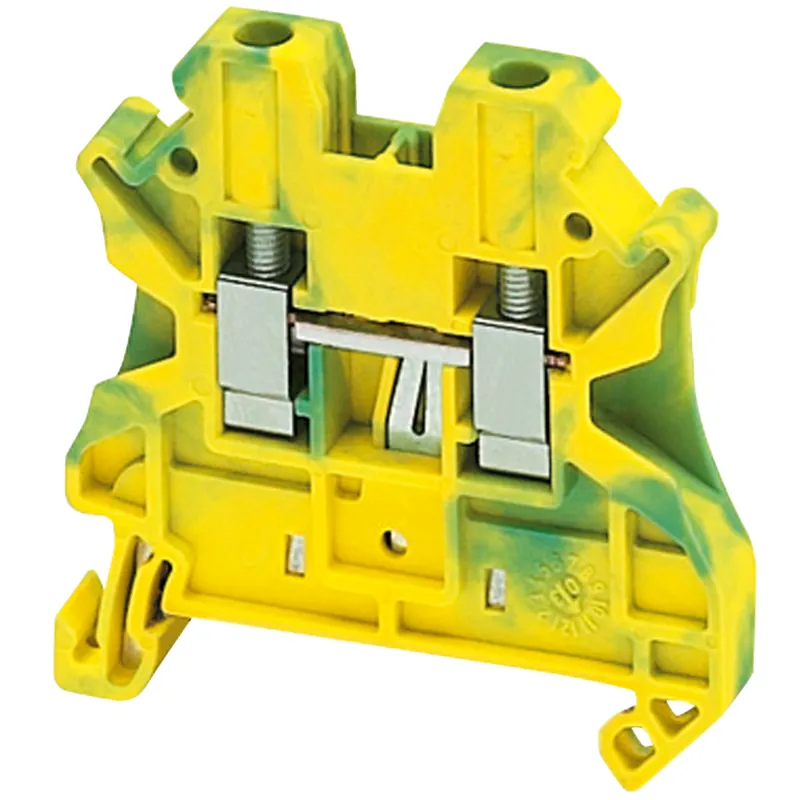 SK0518243-US20260702-105043-0 Schneider Electric NSYTRV42PE Square D 4 mm 2-Point Green/Yellow 26 to 10 AWG Solid/Stranded Copper Screw Terminal Block - Image 1