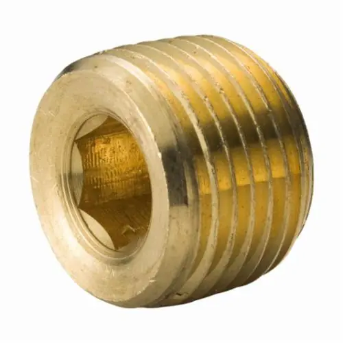 Merit Brass NLBS118HC-06 Countersunk Hex Head Plug, 3/8 in Nominal, MNPT End Style, 125 lb
