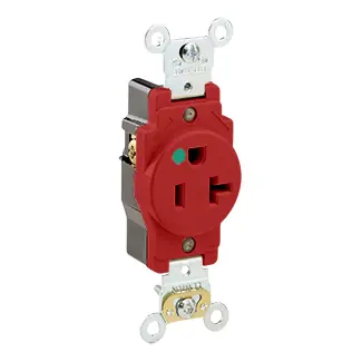 SK0518745-US20260702-105043-0 Leviton 8310-R 20 Amp 125 Volt NEMA 5-20R 2-Pole 3 Wire Red Extra Heavy Duty Hospital Grade Single Receptacle - Image 1