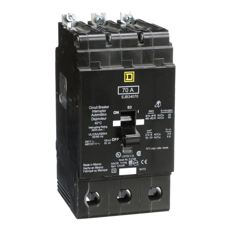 SK0518751-US20260702-105043-0 Square D EJB34070 3-Pole 70 Amp 480Y/277 Volt Thermal Magnetic Miniature Circuit Breaker - Image 1