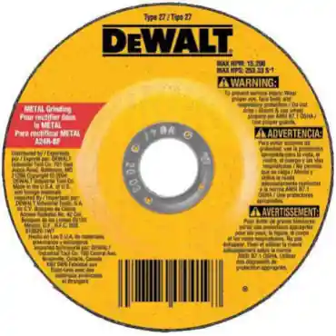 SK0519029-US20260702-105043-0 DeWalt DW4542 Metal Cutting & Grinding Wheel 4-1/2 in 24 Grit 5/8-11 - Image 1